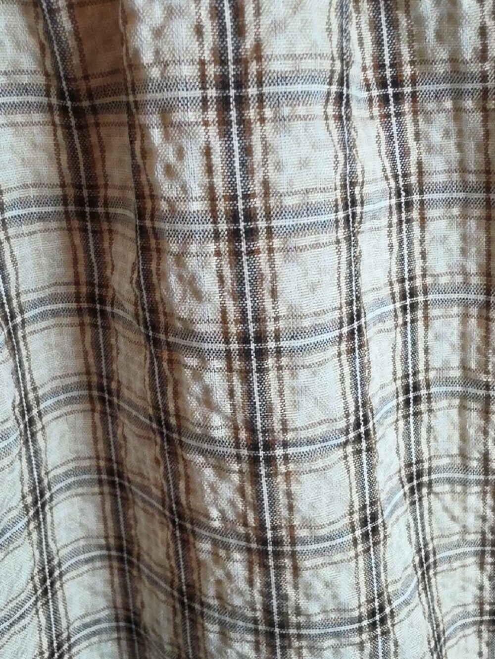 207p Oddi Plaid Ruffle Hem Pants - Cream Brown - Picture 11 of 16